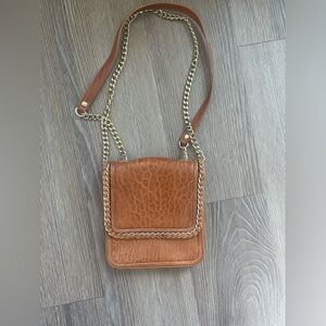 Henri Bendel Tan Croc Leather Chain Strap Bag